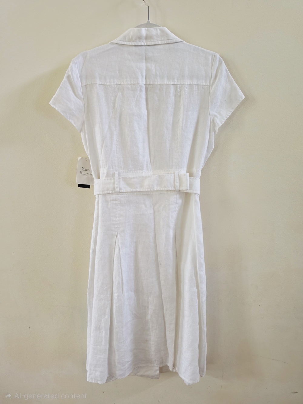 NWT! Style & Co. Linen White Button-Front Midi Dress with Belt Size 10 - Picture 5 of 5